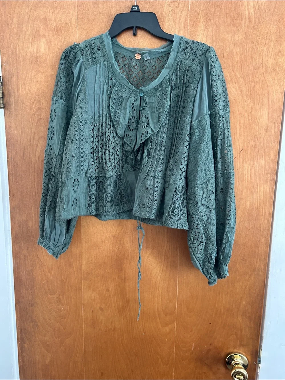 Free People Naya Lace Crop Top in Olive